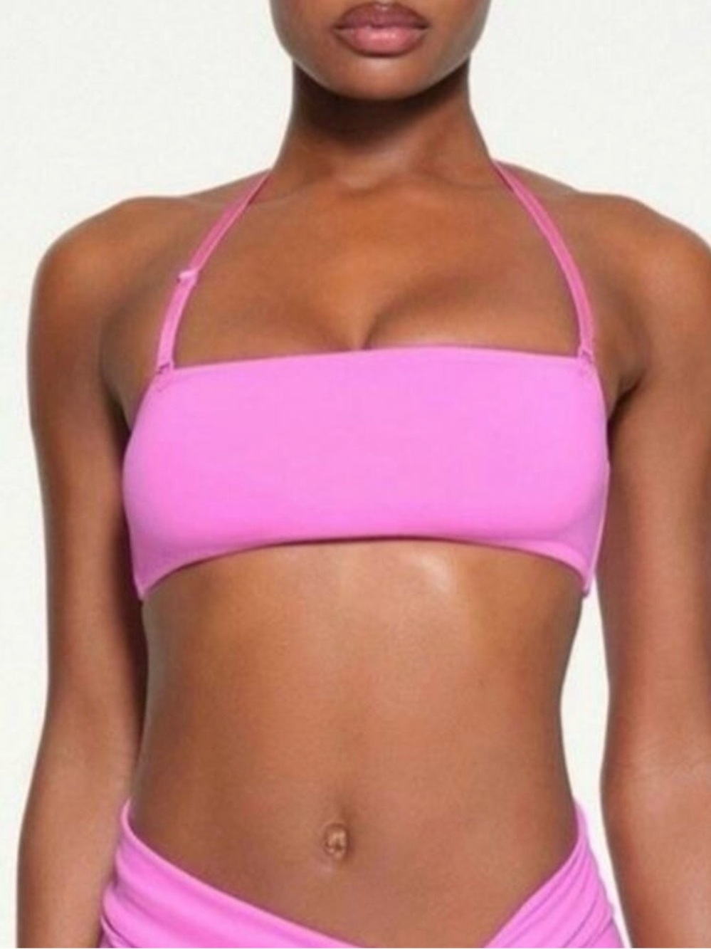 Skims Recycled Swim Bandeau Top (S) /Dippy Tie Bottom in Neon Orchid (XS) NWT
